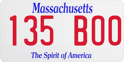 MA license plate 135BO0
