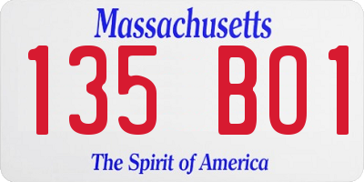 MA license plate 135BO1