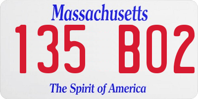 MA license plate 135BO2
