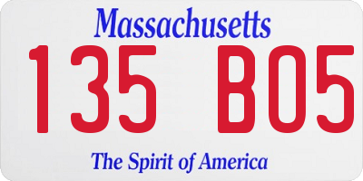 MA license plate 135BO5