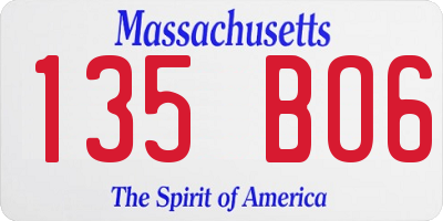 MA license plate 135BO6
