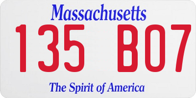 MA license plate 135BO7