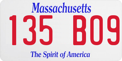 MA license plate 135BO9