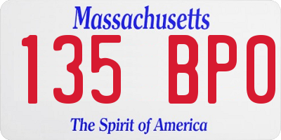 MA license plate 135BP0
