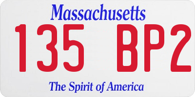 MA license plate 135BP2
