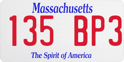 MA license plate 135BP3