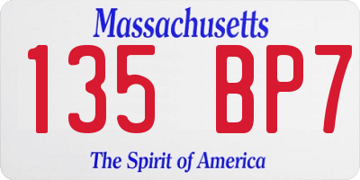 MA license plate 135BP7