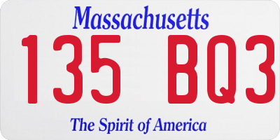 MA license plate 135BQ3