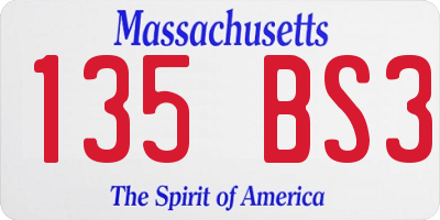 MA license plate 135BS3