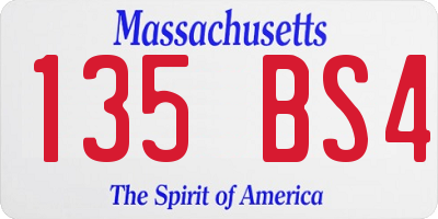 MA license plate 135BS4