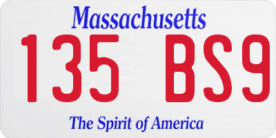 MA license plate 135BS9