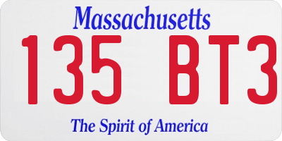 MA license plate 135BT3