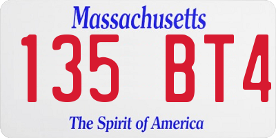 MA license plate 135BT4