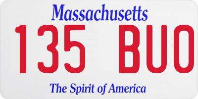 MA license plate 135BU0