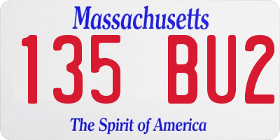 MA license plate 135BU2