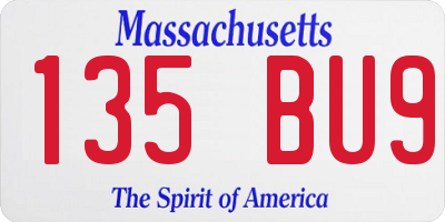 MA license plate 135BU9