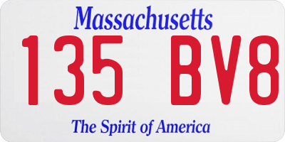 MA license plate 135BV8