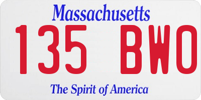 MA license plate 135BW0