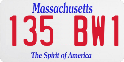 MA license plate 135BW1