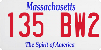 MA license plate 135BW2