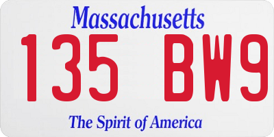 MA license plate 135BW9