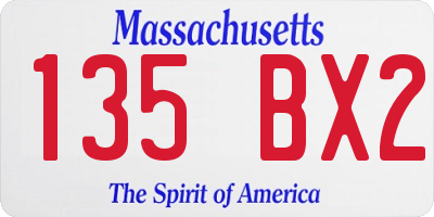 MA license plate 135BX2