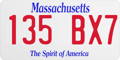 MA license plate 135BX7