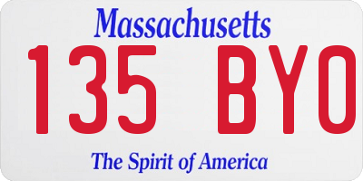 MA license plate 135BY0