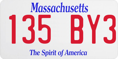 MA license plate 135BY3