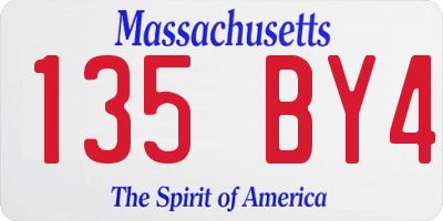 MA license plate 135BY4
