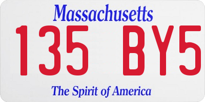 MA license plate 135BY5