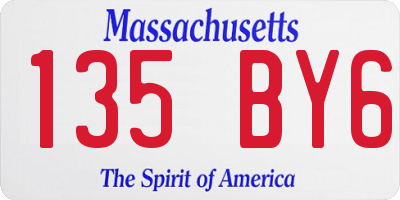 MA license plate 135BY6