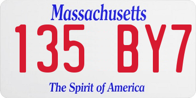 MA license plate 135BY7