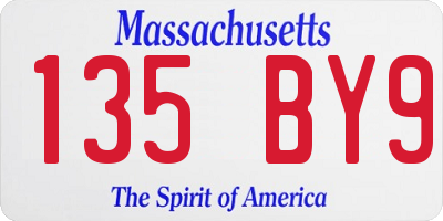 MA license plate 135BY9