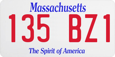 MA license plate 135BZ1