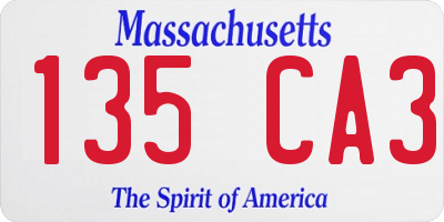MA license plate 135CA3