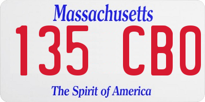 MA license plate 135CB0