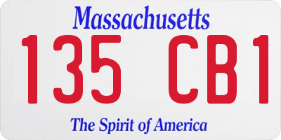 MA license plate 135CB1