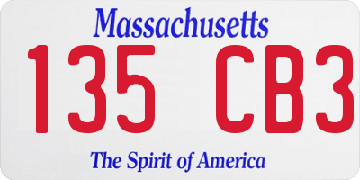 MA license plate 135CB3