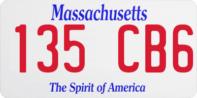MA license plate 135CB6