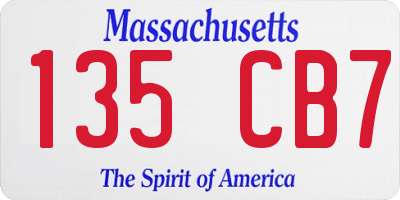 MA license plate 135CB7