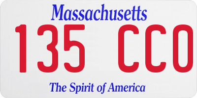 MA license plate 135CC0