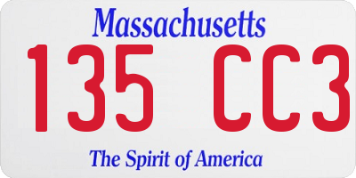 MA license plate 135CC3