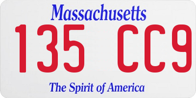 MA license plate 135CC9