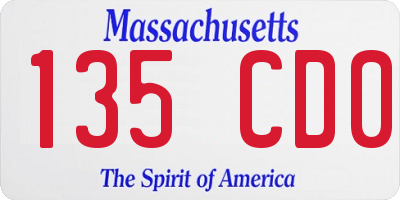 MA license plate 135CD0