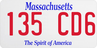 MA license plate 135CD6