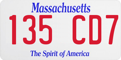 MA license plate 135CD7