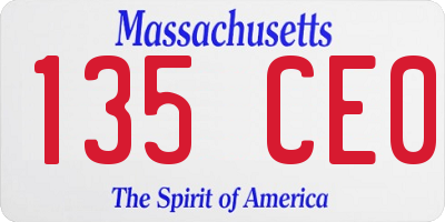 MA license plate 135CE0