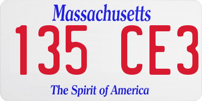 MA license plate 135CE3