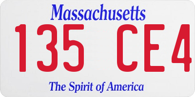 MA license plate 135CE4